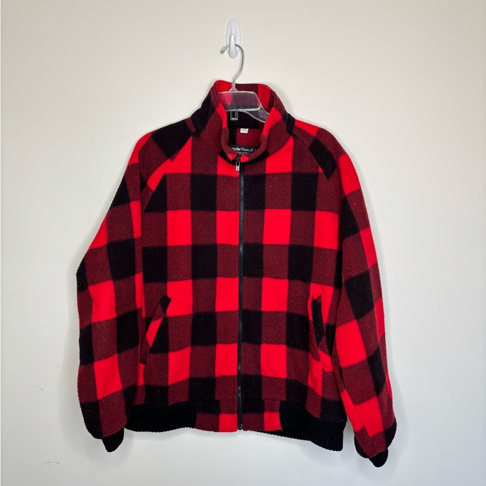 BN7 Polar Fleece by Malden Red Plaid Jacket Full Zip Rugged Men’s XL Vintage